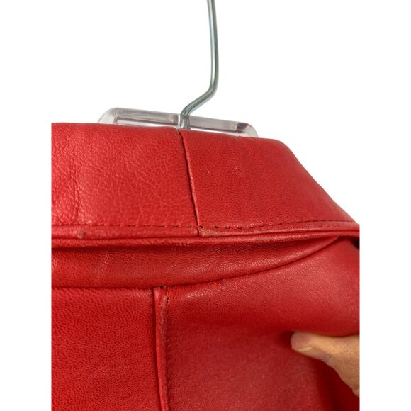 Rare Vintage Jacqueline Ferrar 80s Womens Red Buttery Leather Coat S/M - Picture 9 of 12